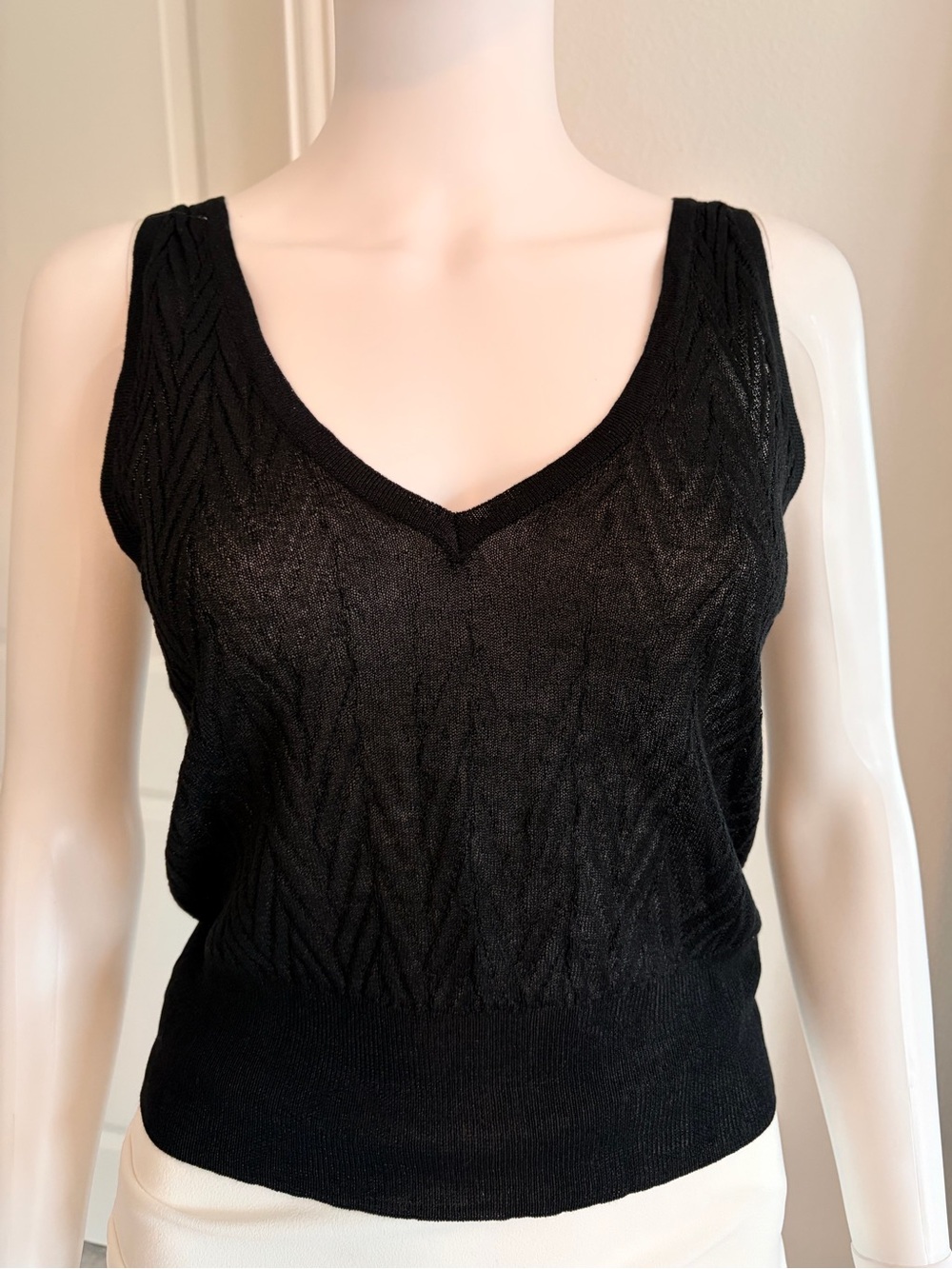 NWT Zara Knit Top Metallic Thread Black Small
